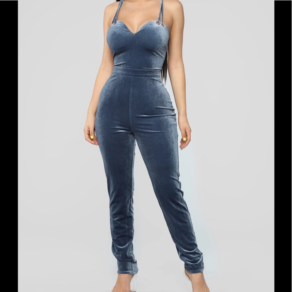 Velvet Rush Jumpsuit - Blue